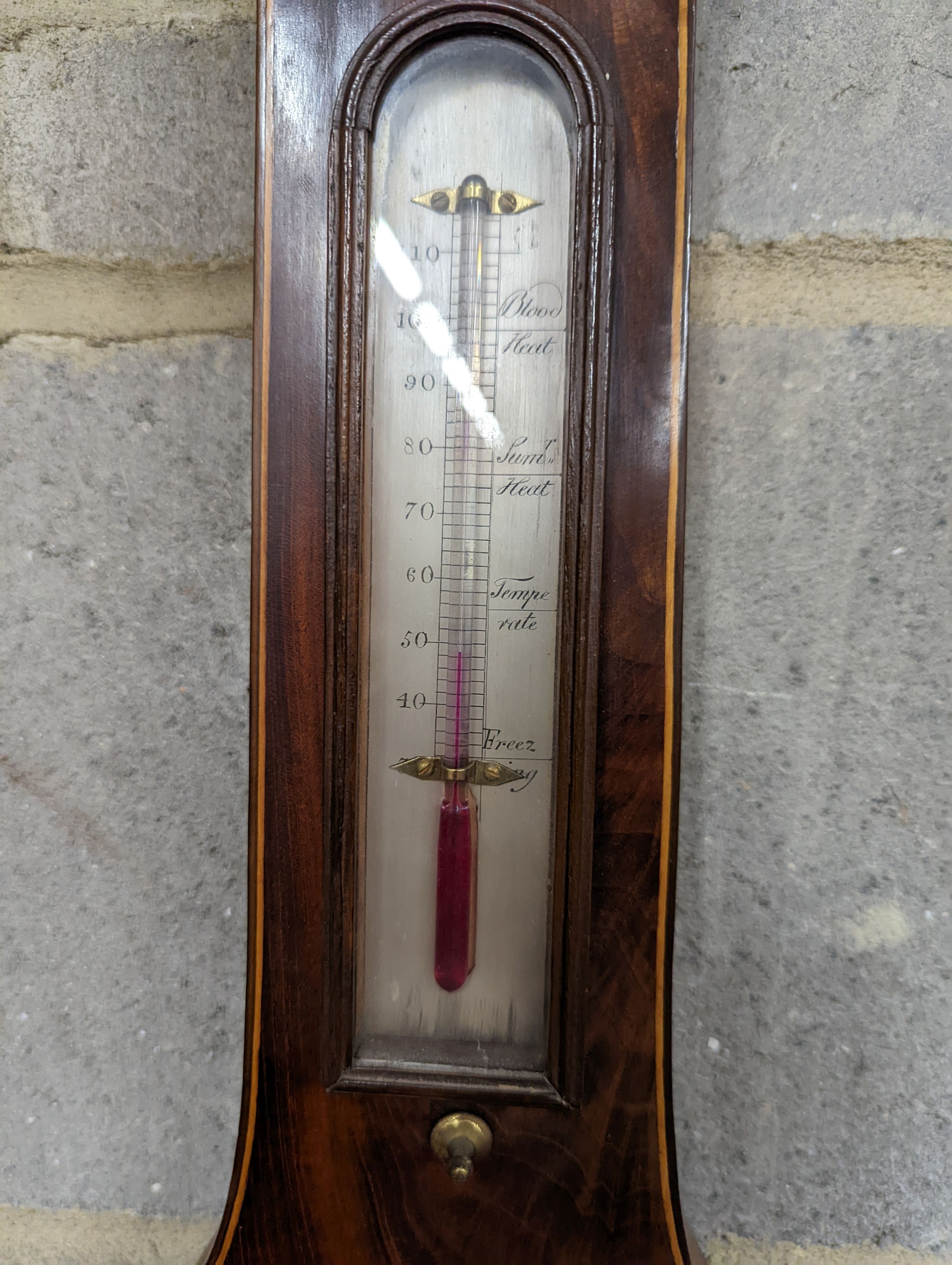 A George III mahogany wheel barometer, height 96cm